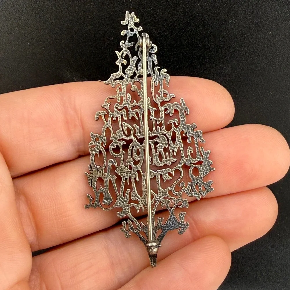 Vintage Shelburne Museum Brooch Sterling Silver C&C Alphabet Tree Brooch Gothic